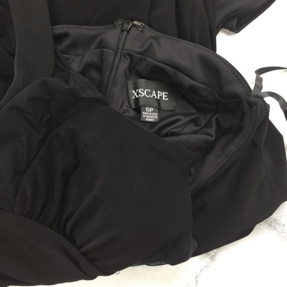 Nordstrom Black Mesh Gown Size 6P - Picture 6 of 8